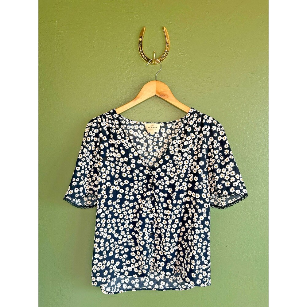 Sézane Indira Floral Button Front Blouse 34 / US 2 / XS Parisian Cottagecore
